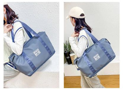 Waterproof Travel Duffel Bag – Large Capacity Nylon Gym Tote for Women**