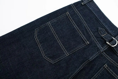 TRAFZA Women Vintage Denim Jacket Single Breasted Lapel Long Sleeve Coat With Pockets Dark Blue Denim Jacket Fashion High Street