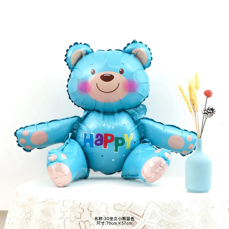 Birthday Cake Balloon with Base Standing Foil Balloon Cute Cake Balloon Kids Boy Girl Birthday Party Decor Supplies Baby Shower