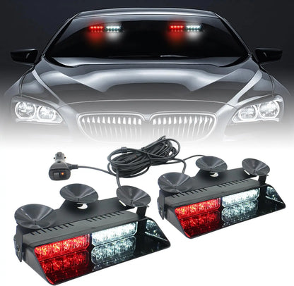 2 in 1 LED Emergency Strobe Lights for Vehicles Front/Rear Windshield with Suction Cups,Dash Deck Safety Flashing Hazard Warning