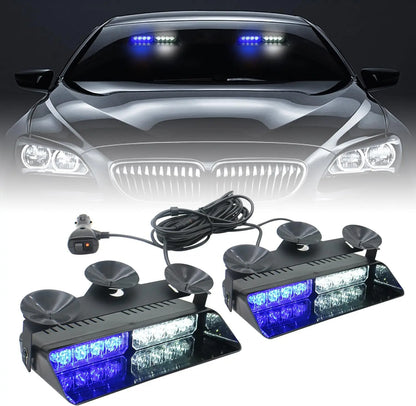 2 in 1 LED Emergency Strobe Lights for Vehicles Front/Rear Windshield with Suction Cups,Dash Deck Safety Flashing Hazard Warning