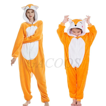 Adult Kids Kigurumi Unicorn Pajamas Cartoon Rabbit Costumes Pajamas For Women Unicornoio Sleepwear Winter Panda Lion Pig Onesies