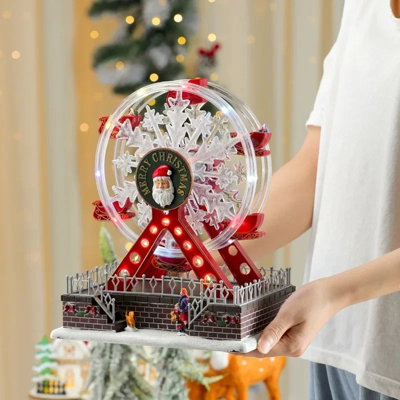 Xmas Santa Claus Spinning Light Up Ferris Wheel Octavo 2025 New Year Christmas Gift Christmas Home Party Decoration Ornament