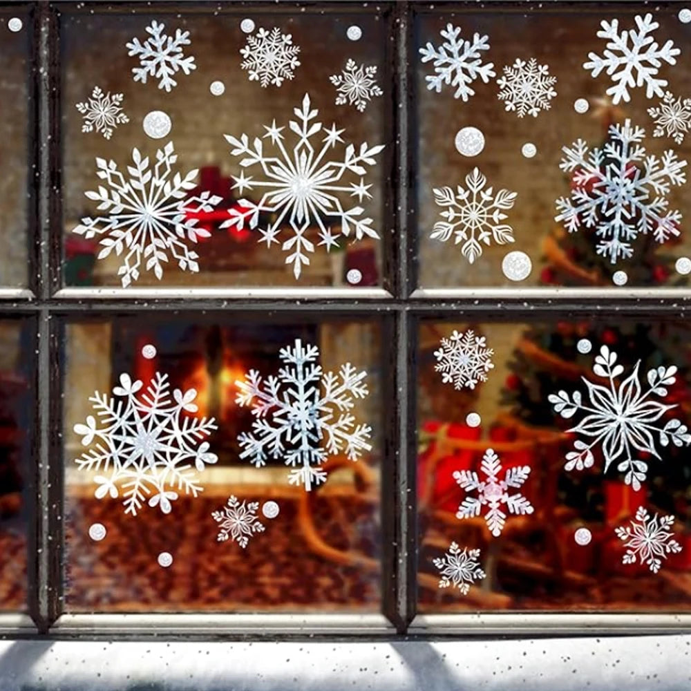 Winter Snow Flakes Window Clings Decals Christmas Decoration 2024S nowflakes Wall Stickers New Year Winter Wonderland Decoration