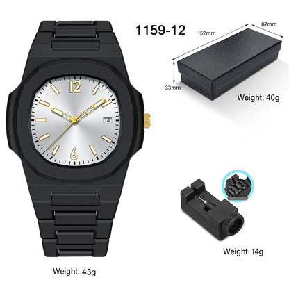Men's Arabic Numeral Quartz Watch 30-Meter Water Resistance Casual Sports Silicone Wristband Watch Clock Nautilus Design Watch
