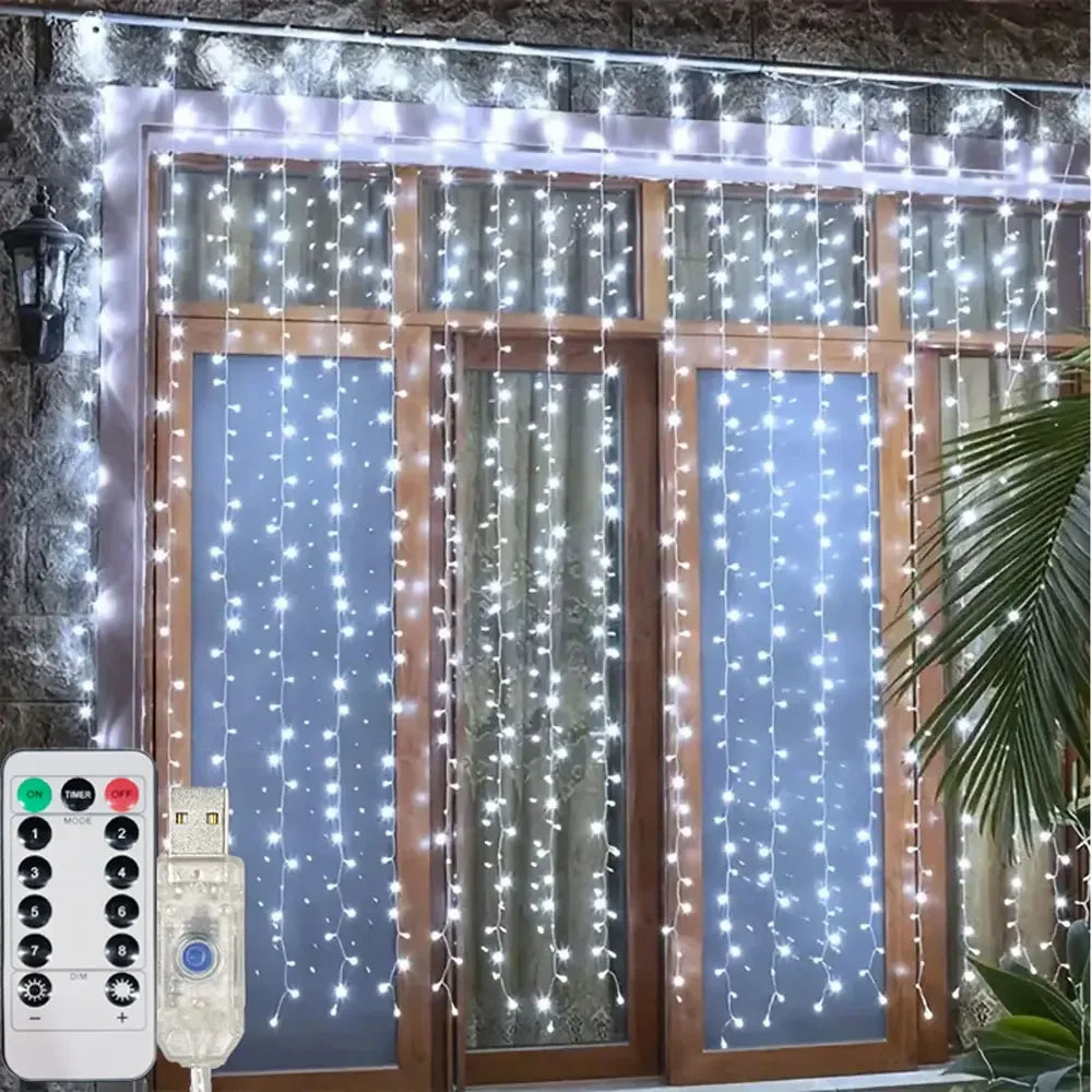 3M/6M LED Curtain Garland Fairy Lights with 8 Modes for New Year 2026 Navidad 2025 Christmas Tree Party Wedding Decoration