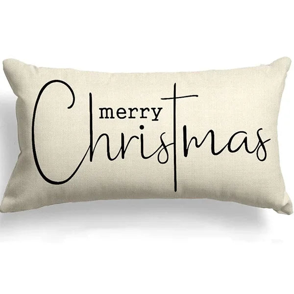 New Christmas style simple letter double-sided printed linen pillow for home decoration, sofa waist pillowcase