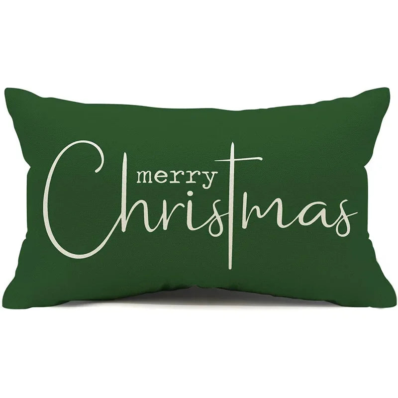 New Christmas style simple letter double-sided printed linen pillow for home decoration, sofa waist pillowcase