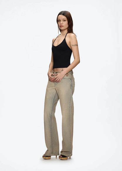 Tank Baby Blue Thin Strap Halter Small U-Neck Vest White Sexy Women's Summer Short Top