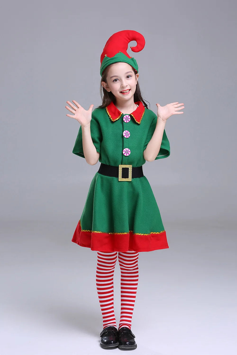 2025 Christmas Elf Costume Girls Xmas Santa Claus Green Elf Dress For Kids Adults Family Matching Outfits Cosplay Clothing