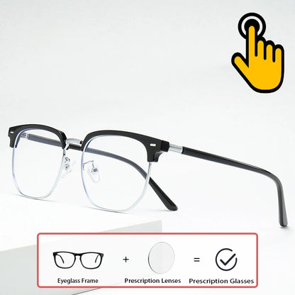 XJiea 2024 Photochromic Anti-blue Light Glasses Men Fashion Rectangle Semi Rimless Eyewear For Women Office Computer Goggle