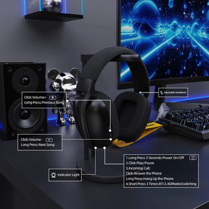Attack Shark L80Pro Gaming Headphones 2.4G Bluetooth Connection Mode,Dual-microphone Design,Ultra-light Body,Soft Ear Cups