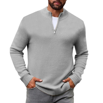 Men's Quarter Zip Sweater Knit Sweater Mock Neck Polo Sweater Casual Pullover Sweate Winter Warm Long Sleeve Polo Sweaters