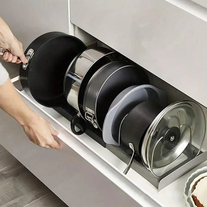 Expandable Pan & Lid Organizer Rack – Adjustable Kitchen Cabinet Holder