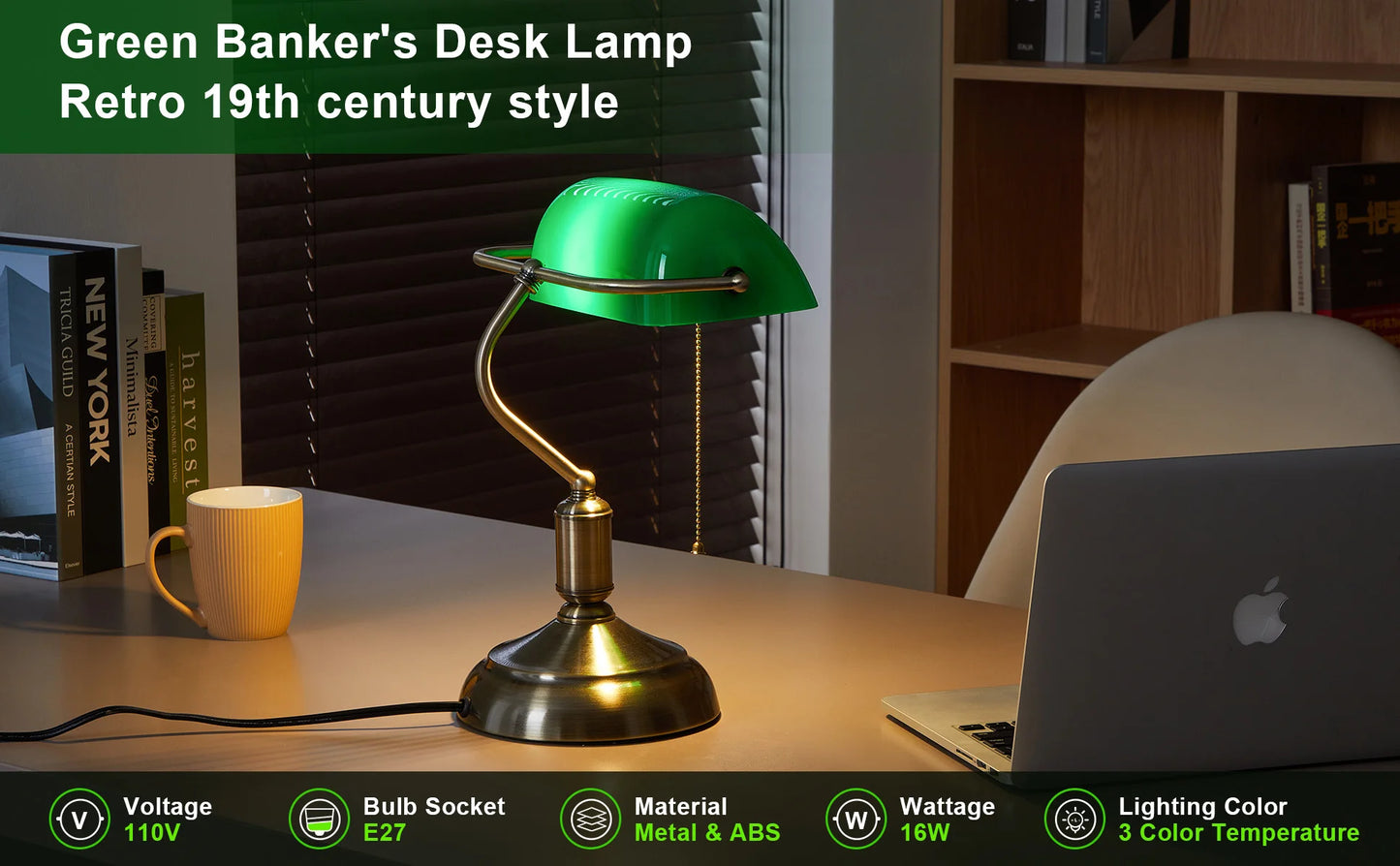 Modern bank desk lamp with US plug pull switch acrylic lampshade without light bulb very suitable for bedroom office and bank