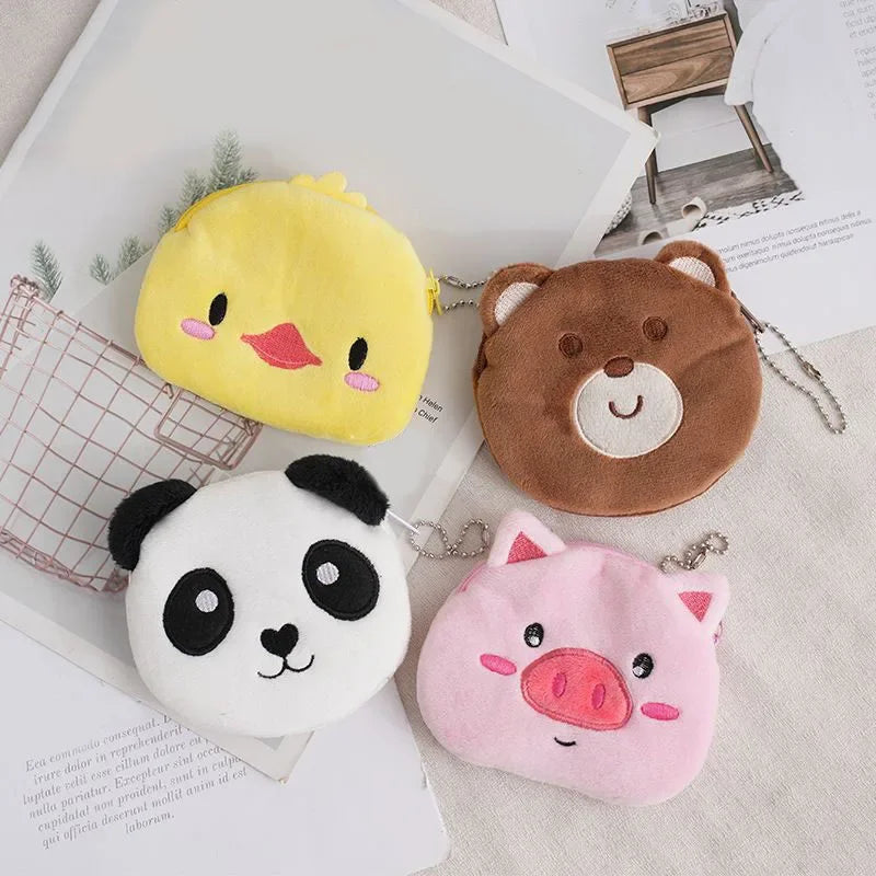 Animal Shape Plush Coin purse Headphone Bag Zipper Money Duck Women Coin Wallet Bag Kawai Card Key Money Coin Purse Bags Gift