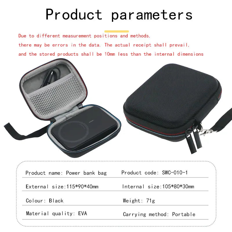 IVBX Travel Protect pouch Hard portable Cases For Anker MagGo Power bank 10000mAh 15W Magnetic Wireless Portable Charger bag