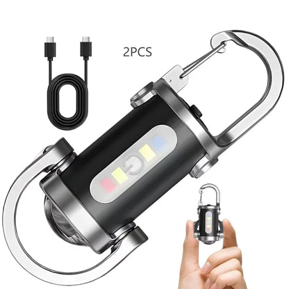 Mini Waist Mounted Keychain Flashlight Led Rechargeable Light Torch Long Range Powerful Outdoor Lights Cob For-6models Emergency