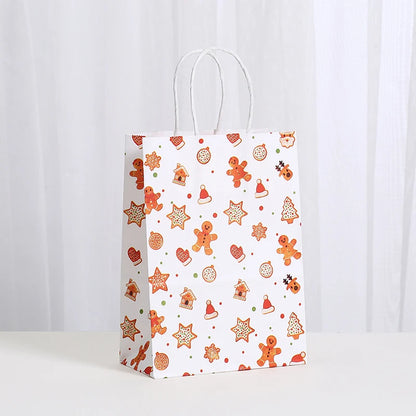 6/12/24pcs Merry Christmas Kraft paper Gift Tote Bags Packaging Child for Candy Snack Storage Pouch Birthday Party Favors