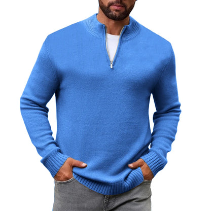 Men's Quarter Zip Sweater Knit Sweater Mock Neck Polo Sweater Casual Pullover Sweate Winter Warm Long Sleeve Polo Sweaters