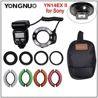 Yongnuo YN14EX II TTL Macro Ring Flash Speedlite Led Light  for Canon Sony Camera Oral Cavity Teeth Ornaments Close-up Shooting