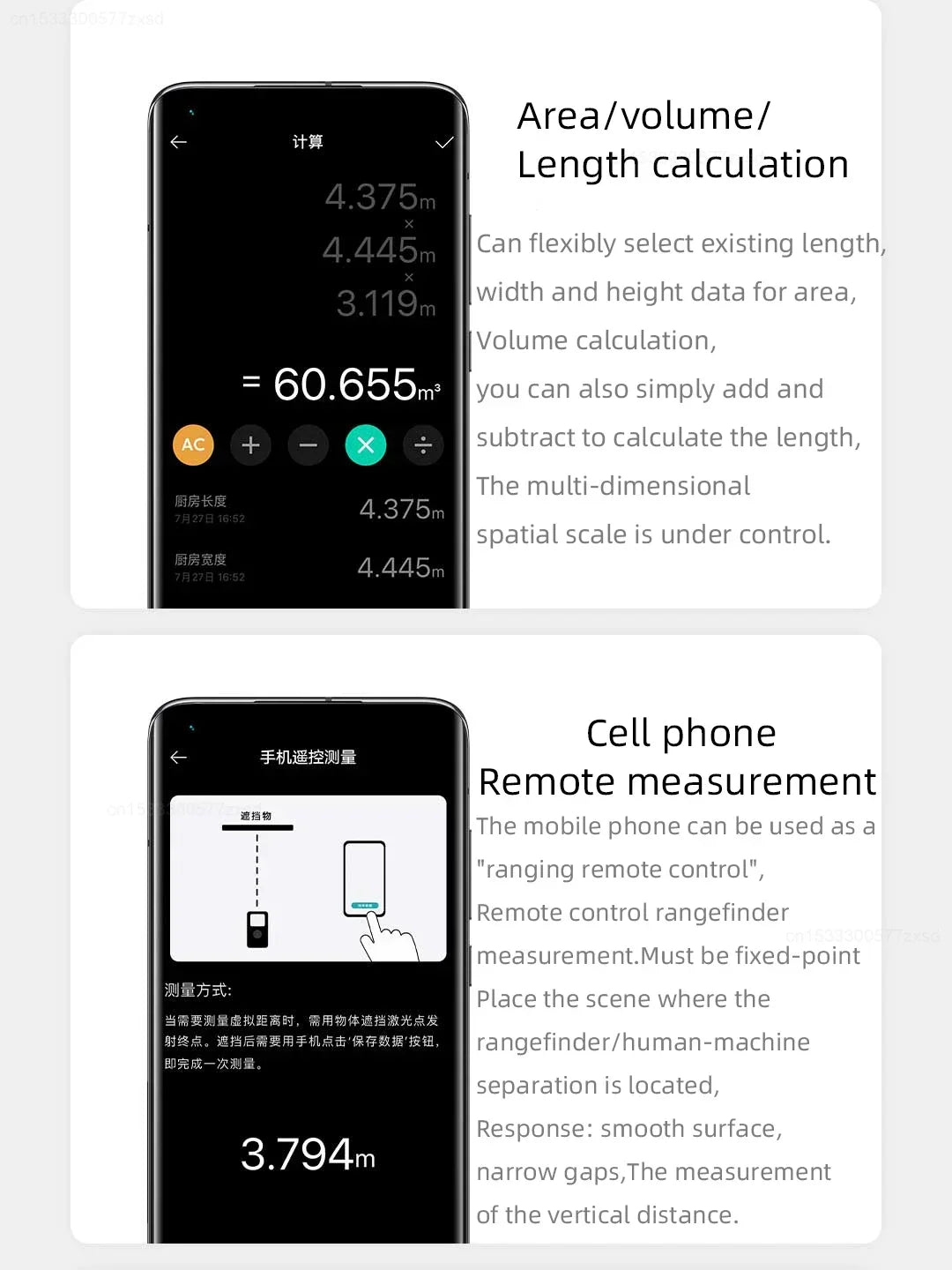 Xiaomi Mijia Smart Laser Range Finder Tape Measure Work with Mi Home APP Laser Rangefinder Distance Meter Digital Device Tools