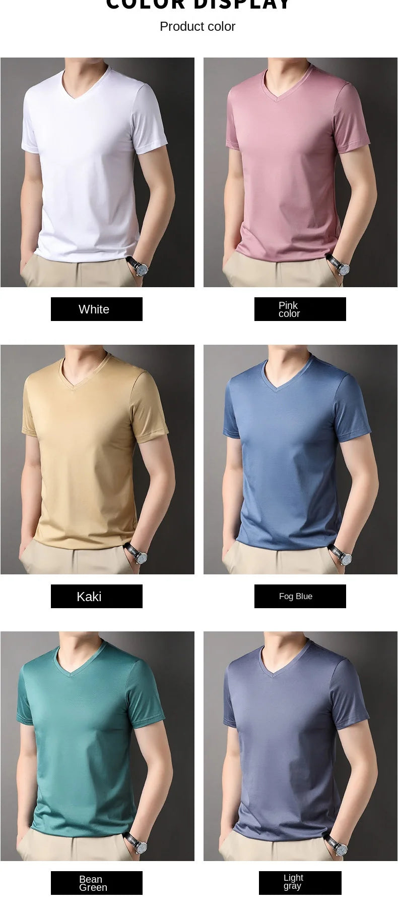 Top Grade 1.7% Mulberry Silk New Summer Brand Tops V Neck t Shirts For Men 2025 Short Sleeve Casual Fashion Mens Clothing