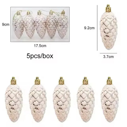 5Pcs Christmas Painted Pine Cone Balls Hanging Pendants Merry Christmas Tree Decoration for Home Xmas Ornament Gift 2024/2025