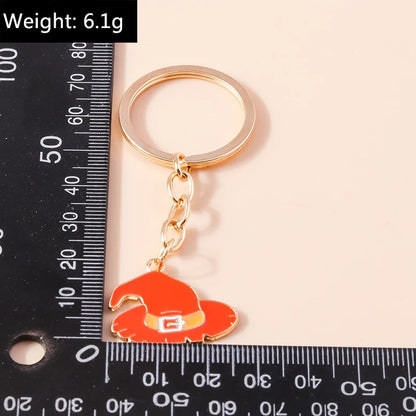 Aihua Gold Color Fashion Halloween Keychain Enamel Creepy Ghost Spider Mummy Pumpkin Keychains Keyring for Women Halloween Night