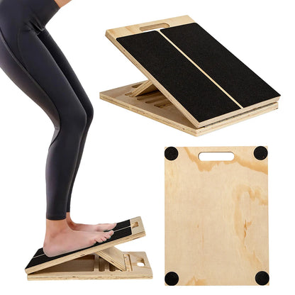 Wooden Slant Board Adjustable Incline Board Portable Calf Stretcher Heavy Duty Calf Stretch Board for Knees Ankle Heel Feet Leg
