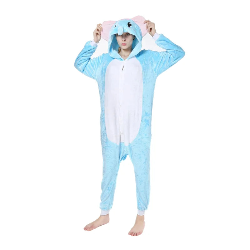 Animal Onesies Lion Tiger Leopard Wolf Fox Zebra Hippo Koala Bat Donkey Rabbit Chinchilla Frog Bee Penguin Dog Kigurumi Adult