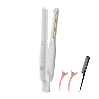 2-in-1 Mini Hair Straightener & Curler - Ceramic Fast Heating 140-220°C - Portable Flat Iron for Short Hair Travel Styling