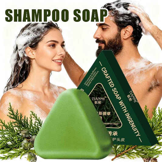 120G Cypress Leaf & Usmanthus Shampoo Bar, enriched with herbal extracts such as ginseng and cypress leaves, gently cleanses