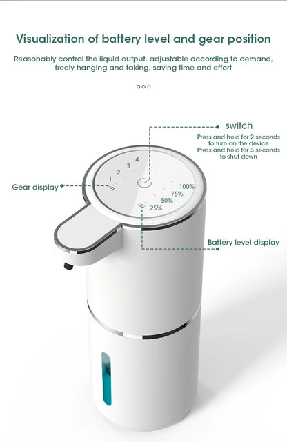 Automatic Soap Dispenser Touchless Foaming Soap Dispenser 380ml USB Rechargeable Electric 4 Level Adjustable Foam Soap Dispenser