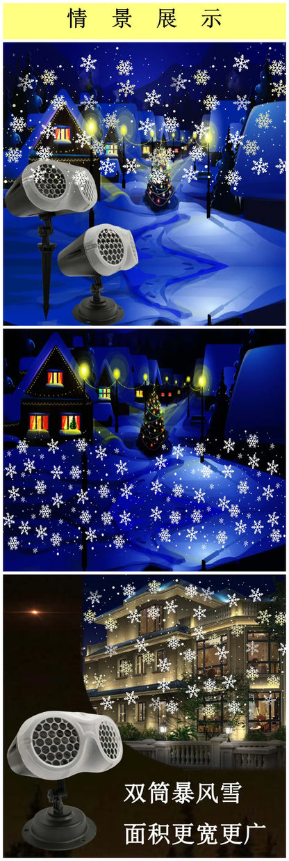 Christmas Snowfall Projector Light Owl Shape Outdoor Highlight Landscape Dynamic LED Snowflake Projection Lamp for New Year Lamp