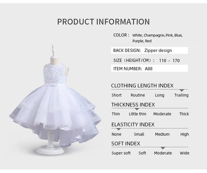 2023 Hot style Summer Sequin Lace Tuxedo Wedding Dress for girls 3-13 years old Sleeveless fluffy Mesh gauze Doveark brand