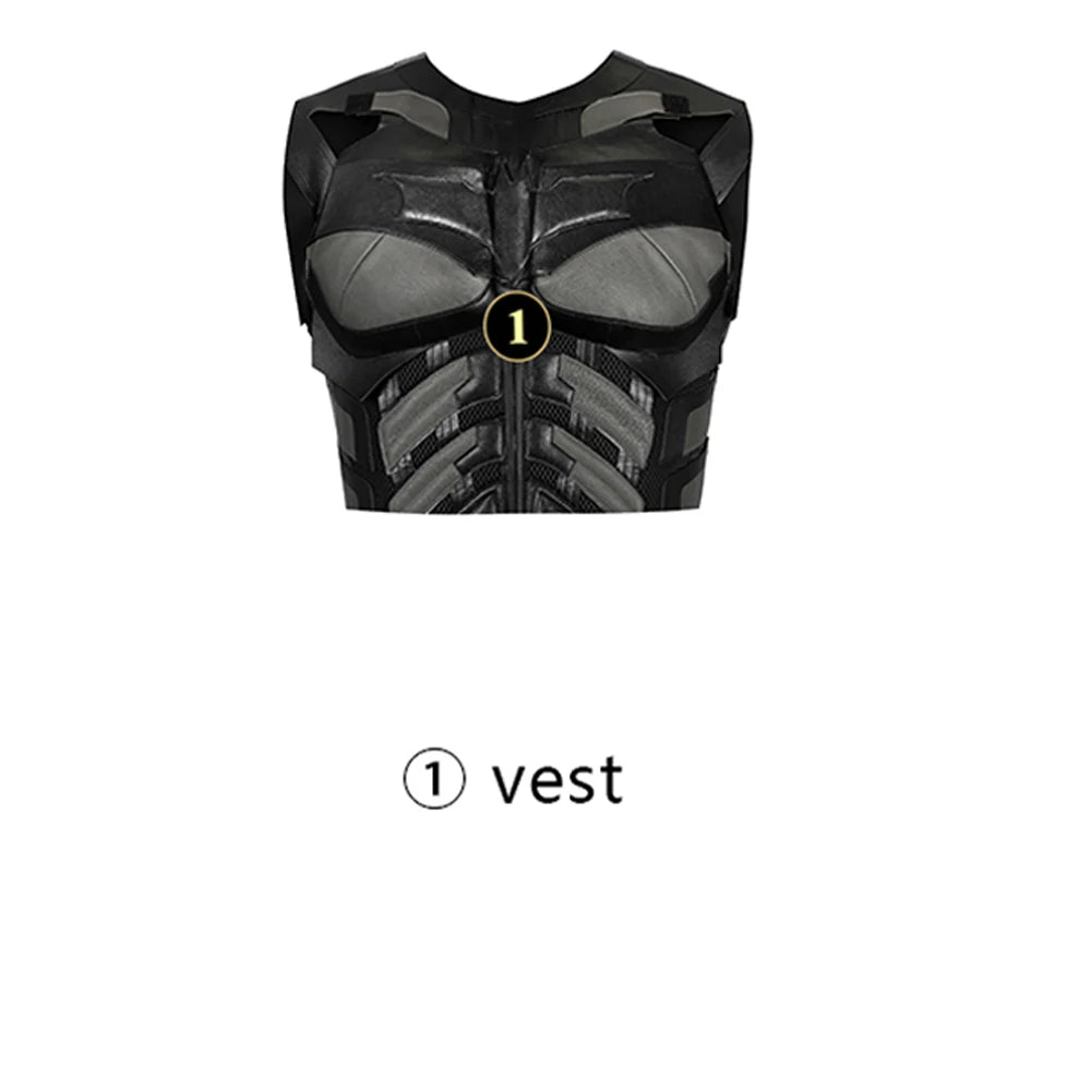 Superhero Bruce Wayne  High Quality Movie Dark Knight Bat Cosplay  Battle Costume Outfit Man Vest Cloak Mask Halloween Carnivl