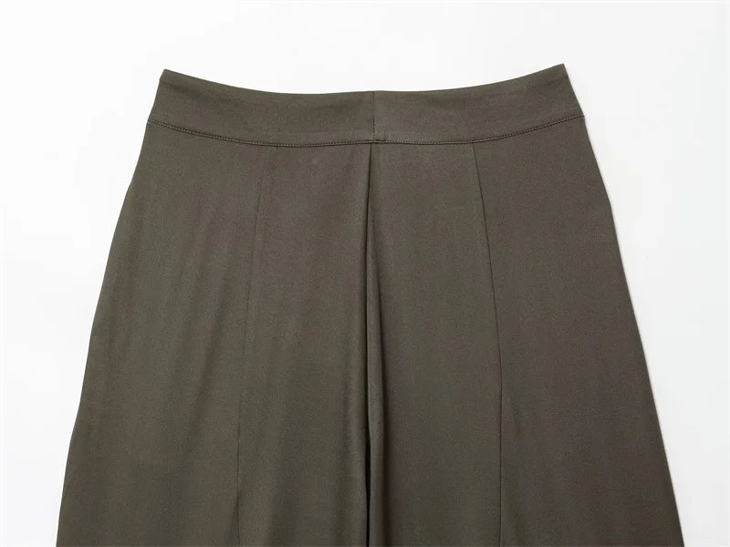 Women's Long Pants 2025 Autumn New Arrivals Military Green Pleated Loose Wide-Leg Pants Casual Fashion Stylish and Versatile