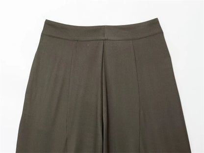 Women's Long Pants 2025 Autumn New Arrivals Military Green Pleated Loose Wide-Leg Pants Casual Fashion Stylish and Versatile