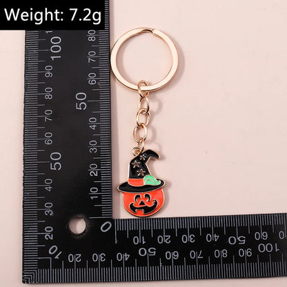 Aihua Gold Color Fashion Halloween Keychain Enamel Creepy Ghost Spider Mummy Pumpkin Keychains Keyring for Women Halloween Night
