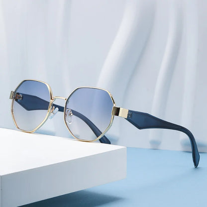 Brand Design 2025 Fashion New Polygonal Metal Sunglasses Retro Ladies Glasses Classic Trend Luxury Driving Travel Eyewear