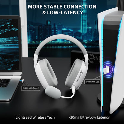 Attack Shark L80Pro Gaming Headphones 2.4G Bluetooth Connection Mode,Dual-microphone Design,Ultra-light Body,Soft Ear Cups