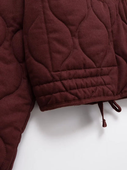 Quilted Cotton Jacket for Women Traf 2024 Winter New Arrival Zw Series Soft Lenzing Fabric Vintage Warm Coat 4088242