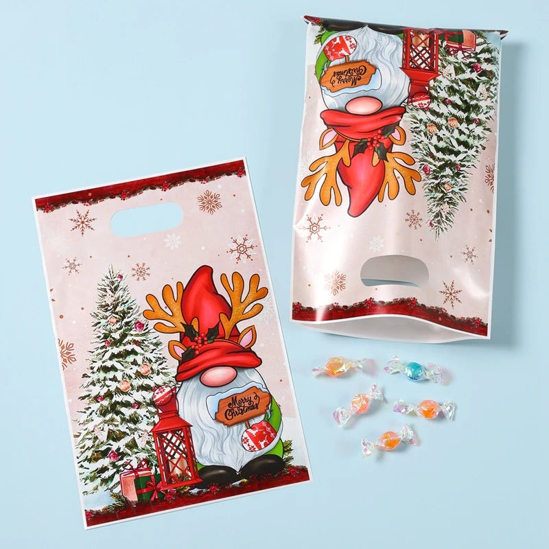 10/25/50pcs Christmas Cute Gift Bags Christmas Party Decoration 2025 Xmas Santa Claus Handbags Navidad Natal New Year Gift 2026