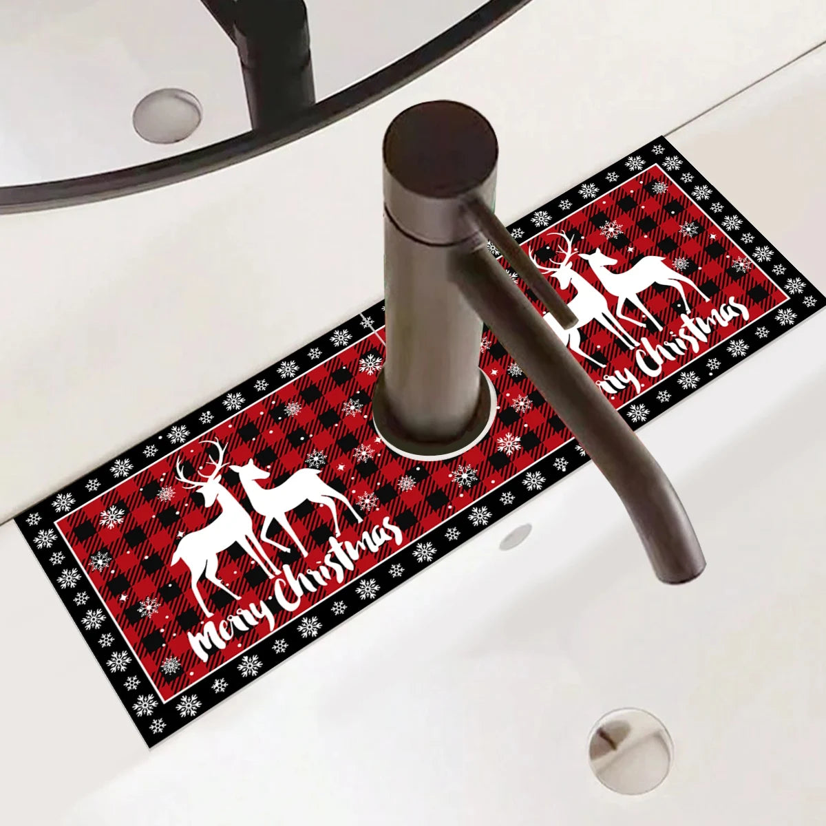 Christmas Faucet Mat Diatomite Sink Faucet Absorbent Pad Merry Christmas Decoration for Home 2025 Kitchen Gifts Navidad