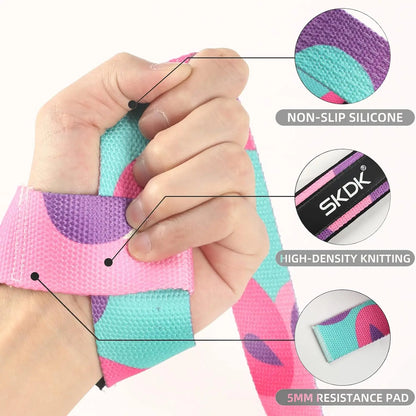 2Pcs Weightlifting Wrist Straps Strength Training Adjustable Non-slip Gym Booster Bands Fitness Lifting Support Sports Grip Band