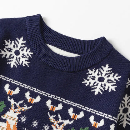 2025 Christmas Sweatshirts Winter Boy Girl Print Knit Sweater Pullover Cotton Clothes Autumn Kids Slouchy Soft Clothing Knitwear
