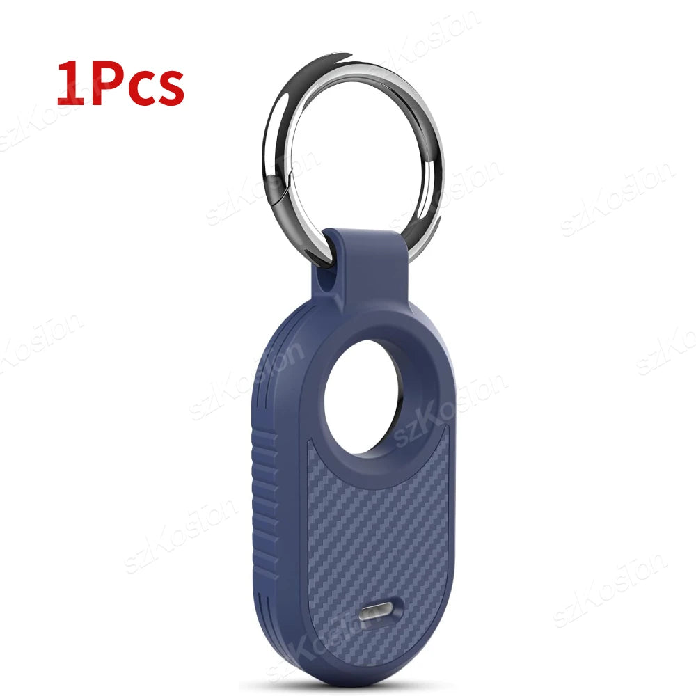 Carbon Fiber Style Case For Samsung Galaxy Smart Tag 2 Locator Anti-lost Backpack Keychain TPU Soft Silicone Protect Back Cover