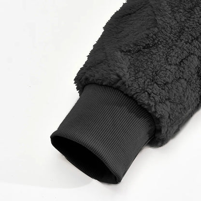 Autumn and winter leisure men's high street jacquard double-sided velvet hooded sports trend pullover sweater jacket