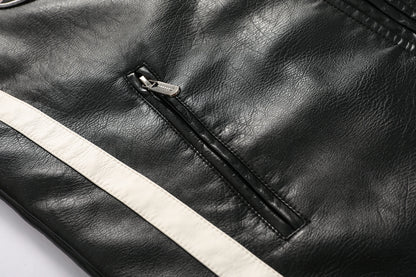 Men's motorcycle racing suit PU leather label color jacket